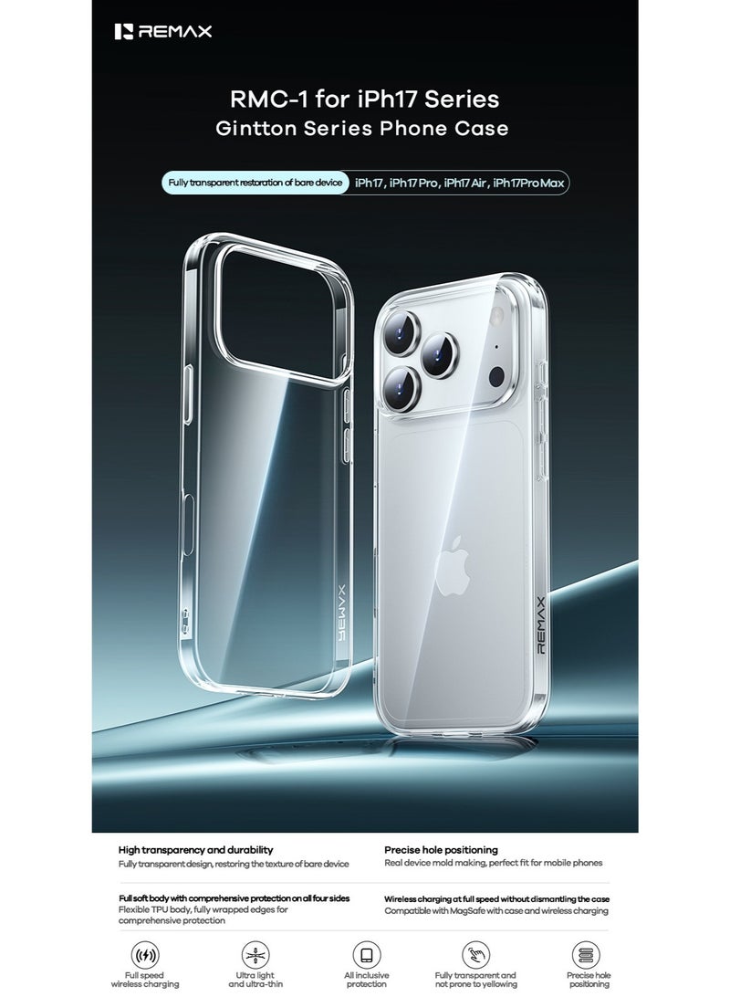 REMAX iPhone 17 Pro Max Clear Case, Soft TPU Full Body Protection Phone Case, Slim Cover Compatible with Wireless Charging with Original Phone Feel - Image 2